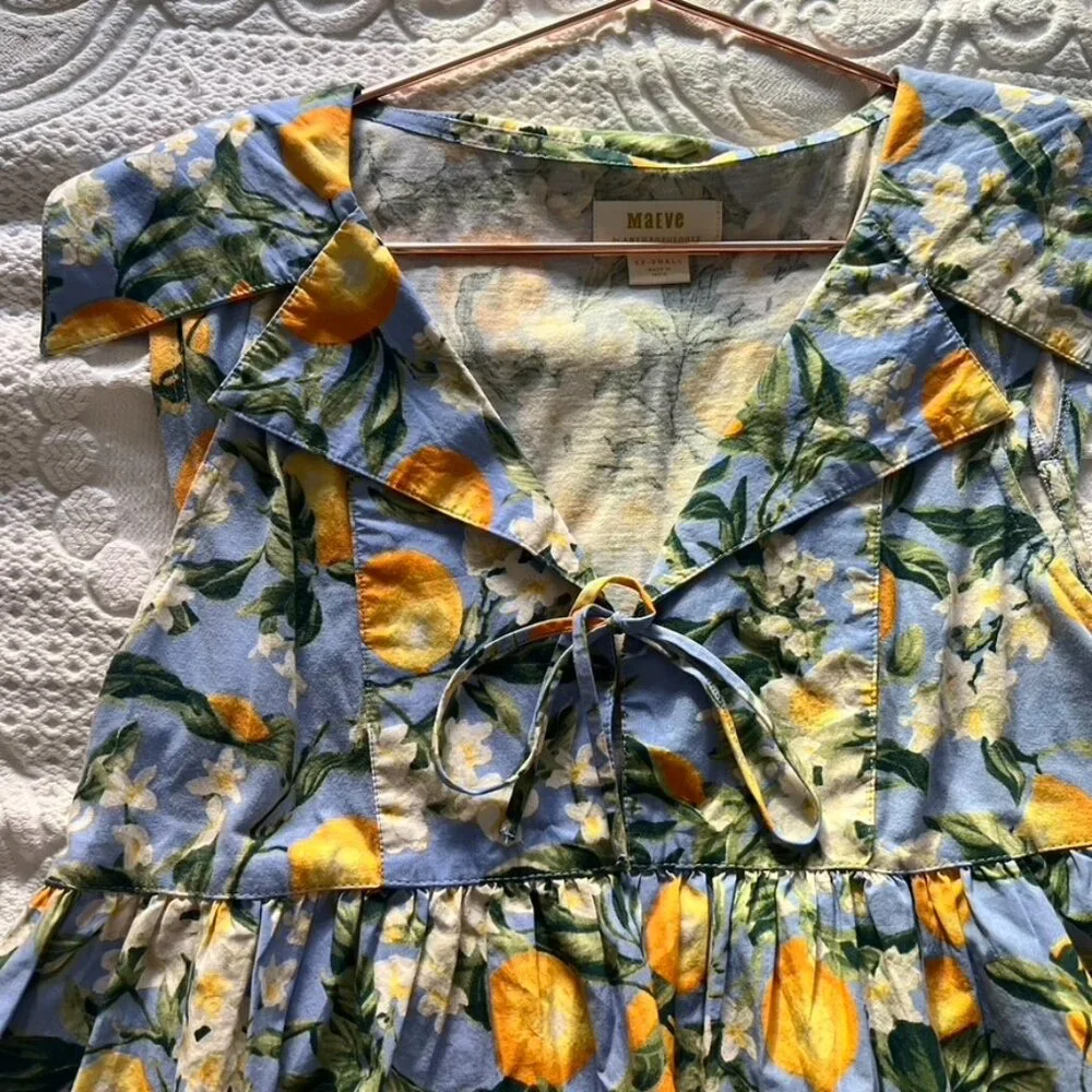 Anthropologie Maeve Babydoll Blouse - Lemons - Picture 4 of 5